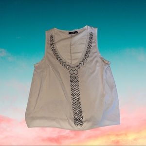 Size M a.n.a. brand Sheer Beaded Deep Neck Tank Top